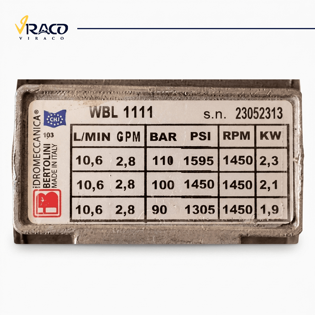 پمپ کارواش 110 بار برتولینی ایتالیا Bertolini مدل WBL1111 4